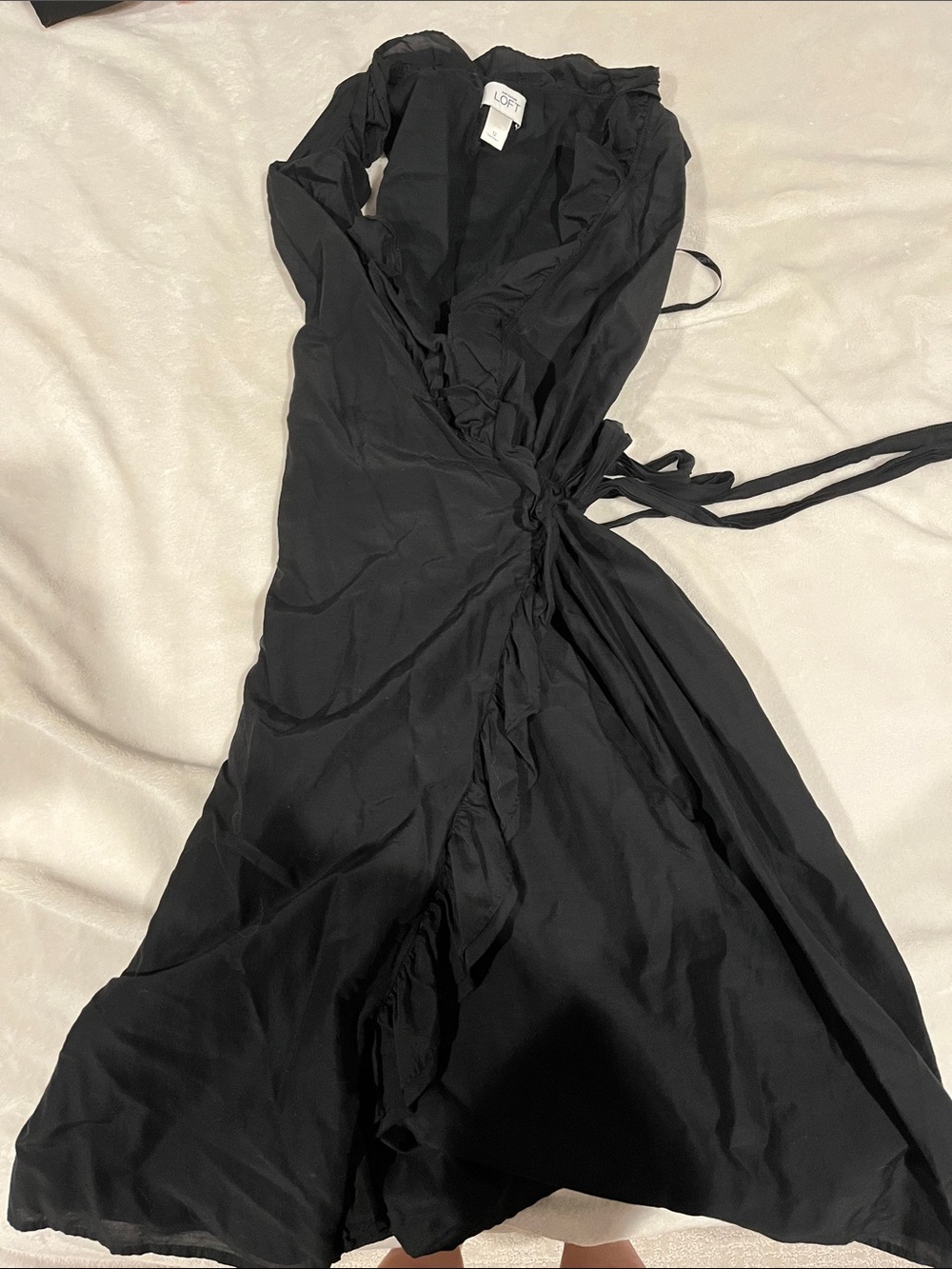 LOFT Black Wrap Maxi Dress with Side Tie